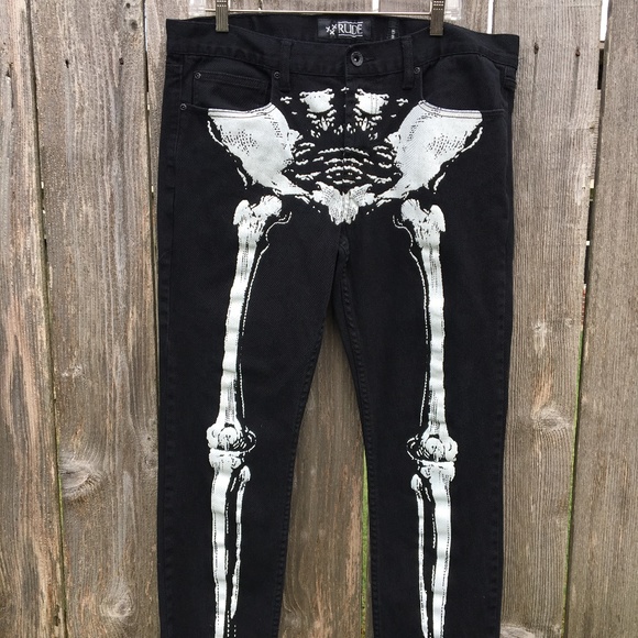 rude black skeleton skinny jeans